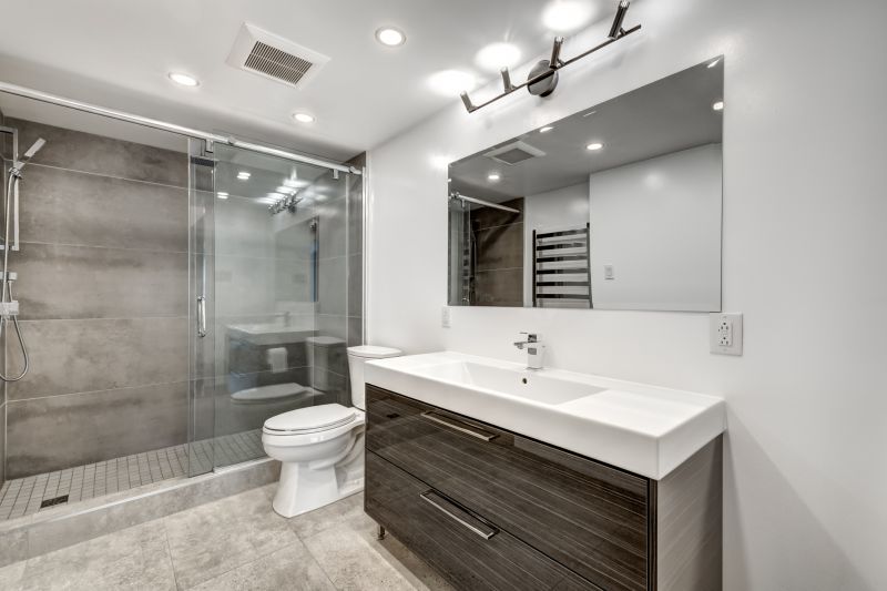 Bathroom with smart mirror and lighting